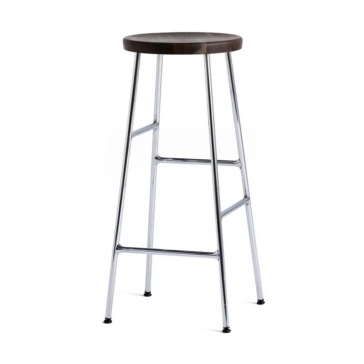 Cornet round bar stool 75 cm - Smoked oiled oak-chrome - HAY