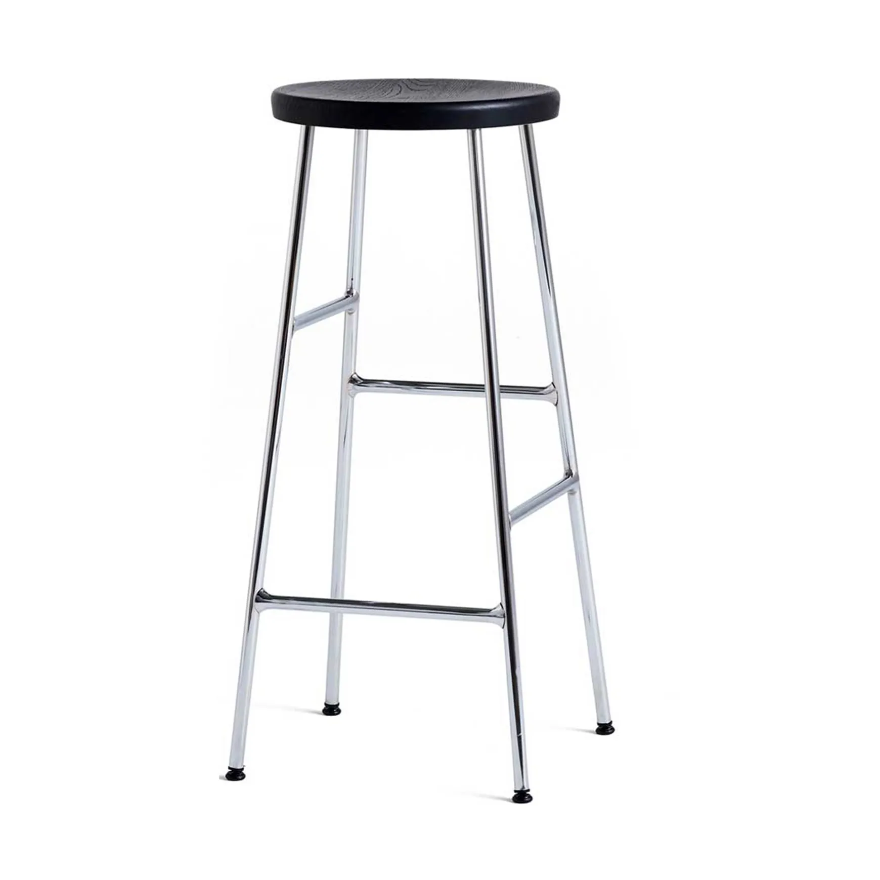 Cornet round bar stool 75 cm, Soft black oak-chrome HAY