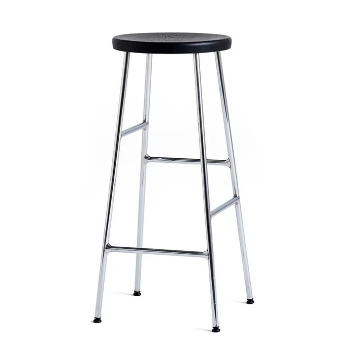 Cornet round bar stool 75 cm - Soft black oak-chrome - HAY