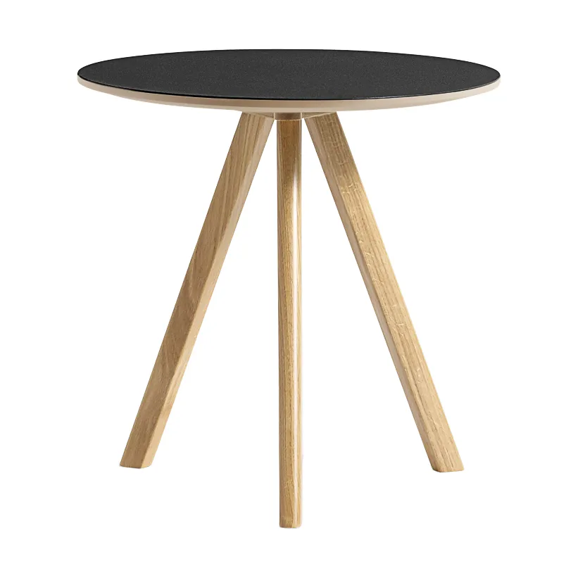 CPH20 2.0 coffee table Ø50 cm, Black linoleum-lacquered oak HAY