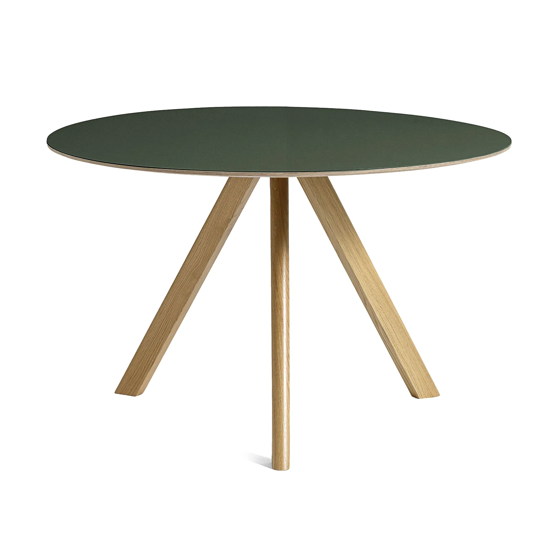 CPH20 2.0 dining table Ø120 cm, Green linoleum-lacquered oak HAY