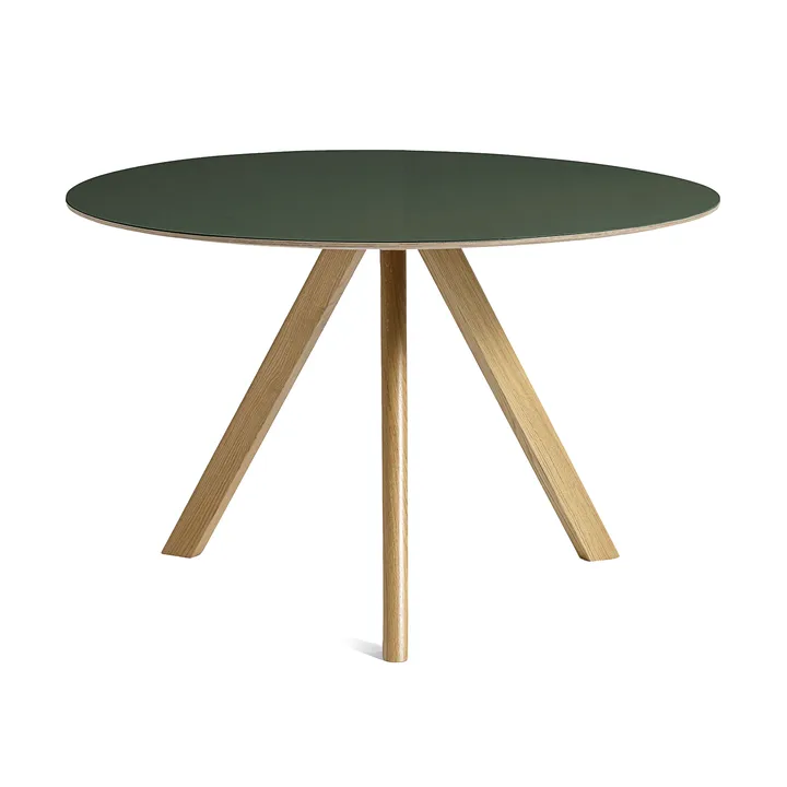 CPH20 2.0 dining table Ø120 cm - Green linoleum-lacquered oak - HAY