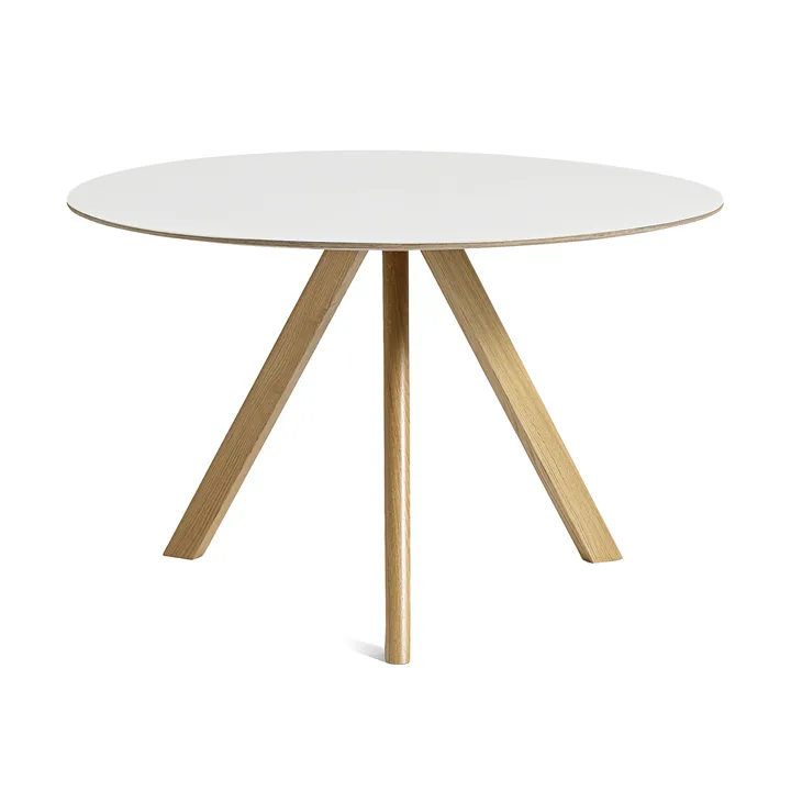 CPH20 2.0 dining table Ø120 cm - White laminate-lacquered oak - HAY
