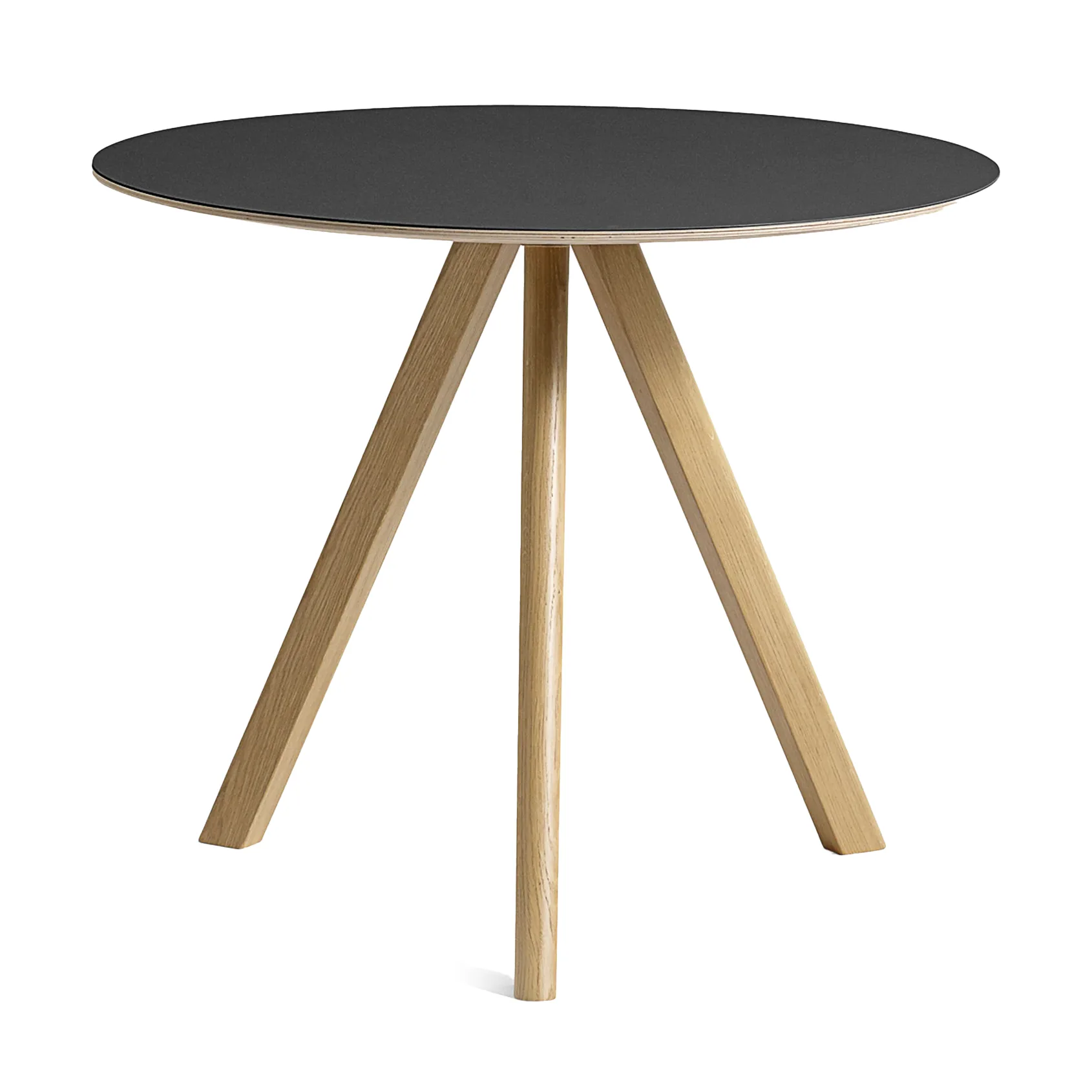CPH20 2.0 dining table Ø90 cm, Black linoleum-lacquered oak HAY