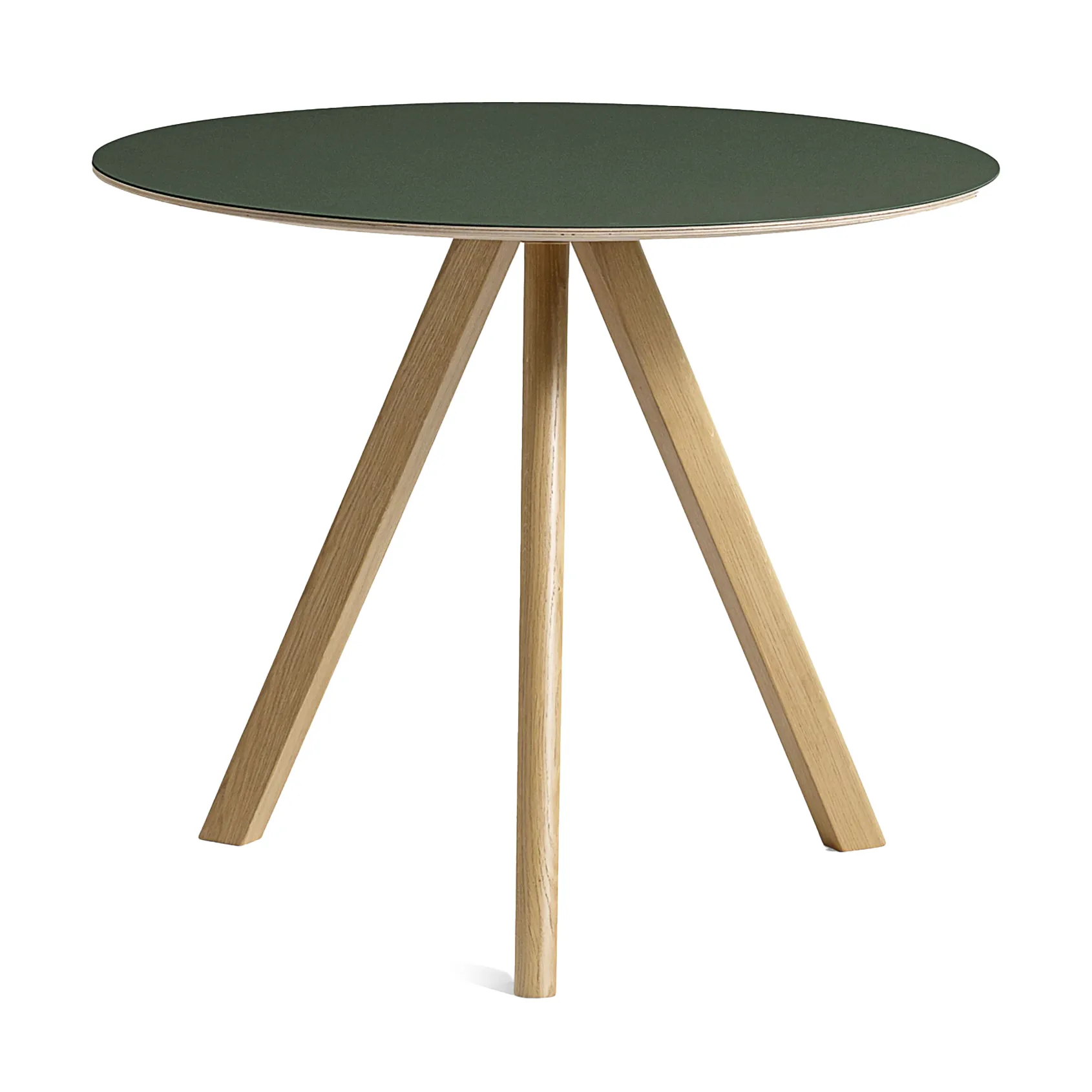 CPH20 2.0 dining table Ø90 cm, Green linoleum-lacquered oak HAY