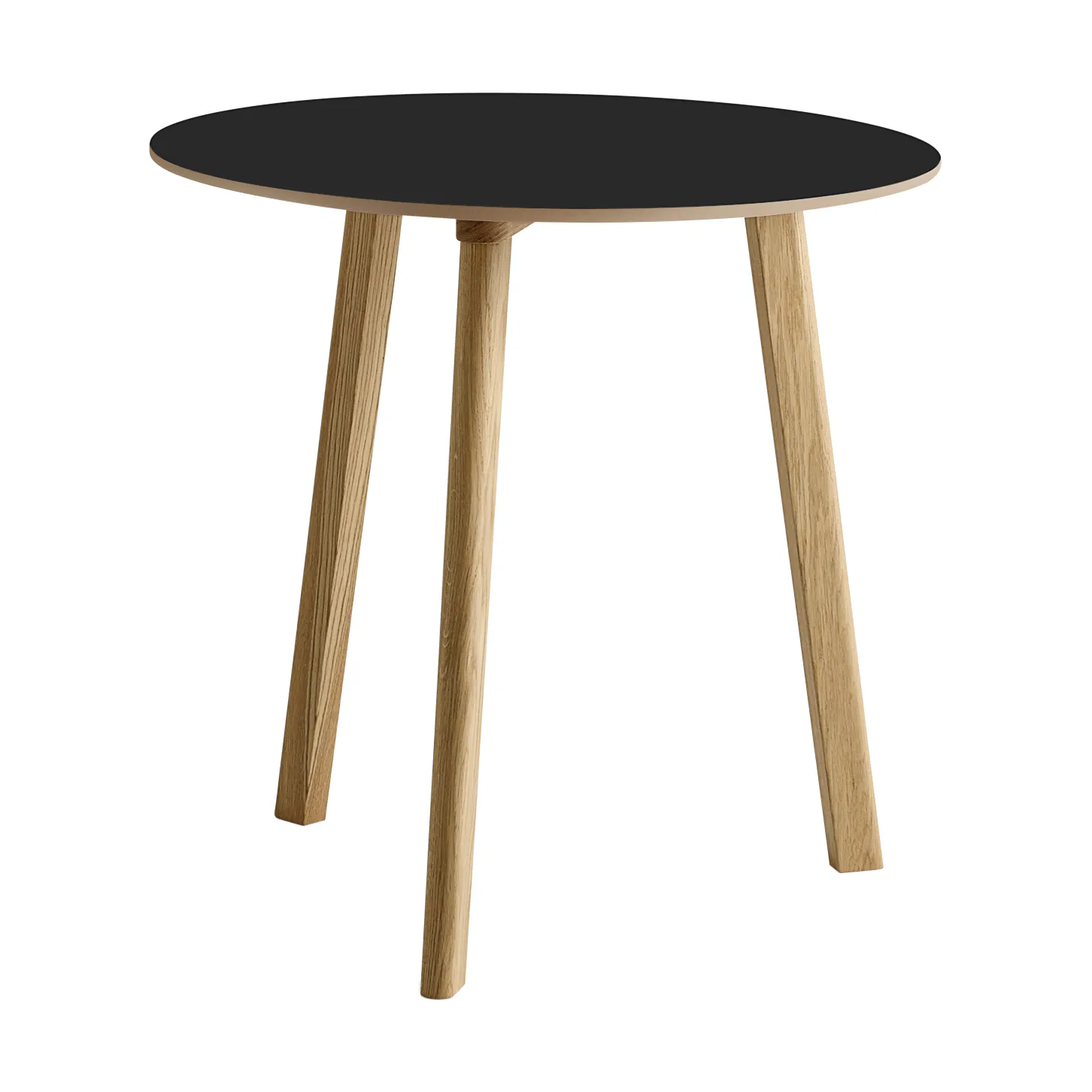 CPH220 Deux 2.0 table Ø75 cm, Black laminate-lacquered oak HAY