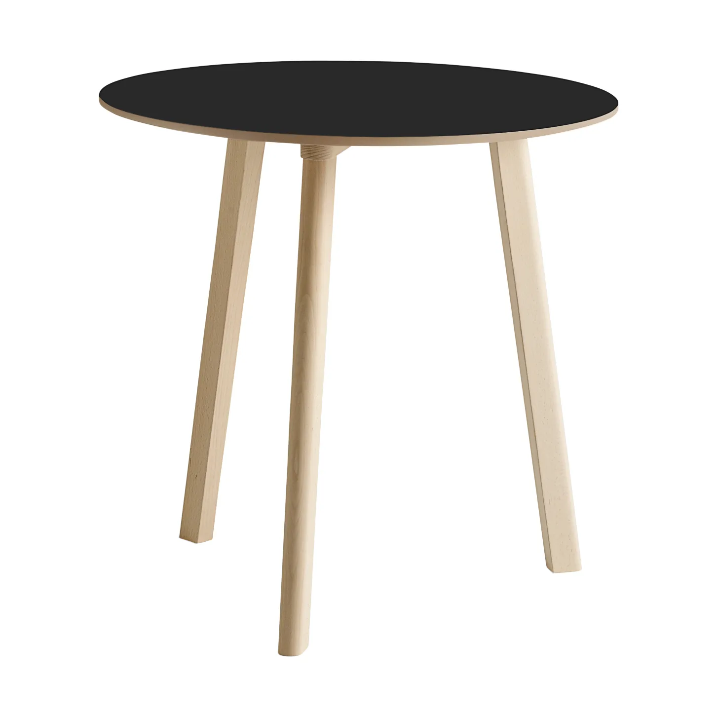 CPH220 Deux 2.0 table Ø75 cm, Black laminate-untreated beech HAY