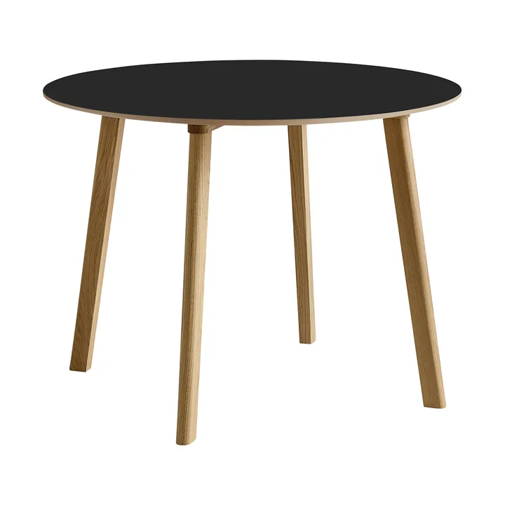 CPH220 Deux 2.0 table Ø98 cm - Black laminate-lacquered oak - HAY