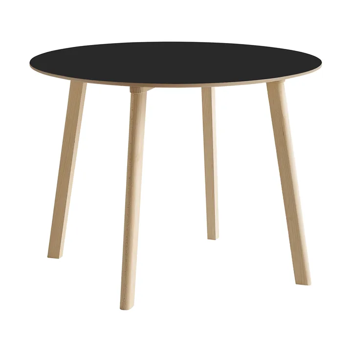 CPH220 Deux 2.0 table Ø98 cm - Black laminate-untreated beech - HAY