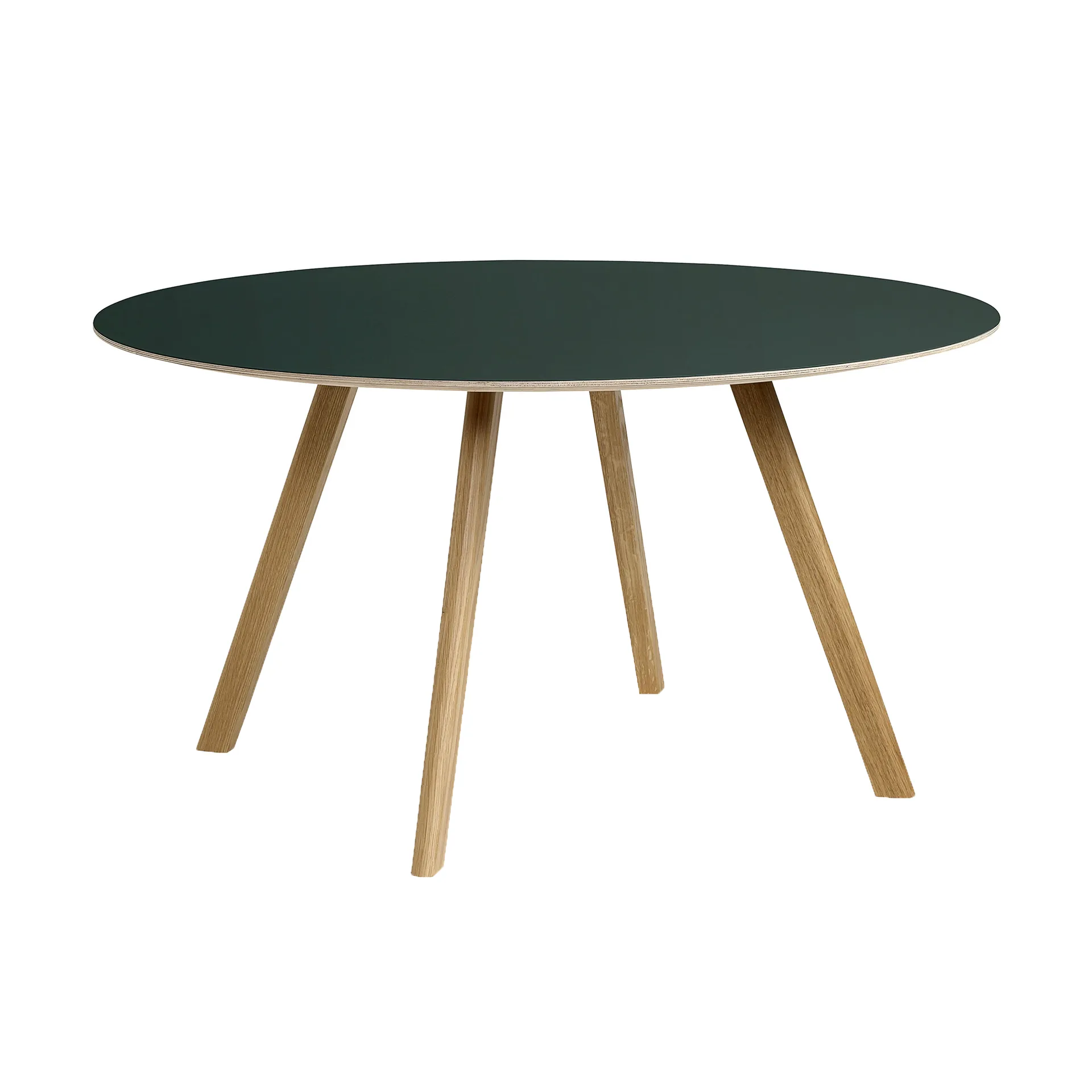 CPH25 2.0 dining table Ø140 cm, Green linoleum-lacquered oak HAY