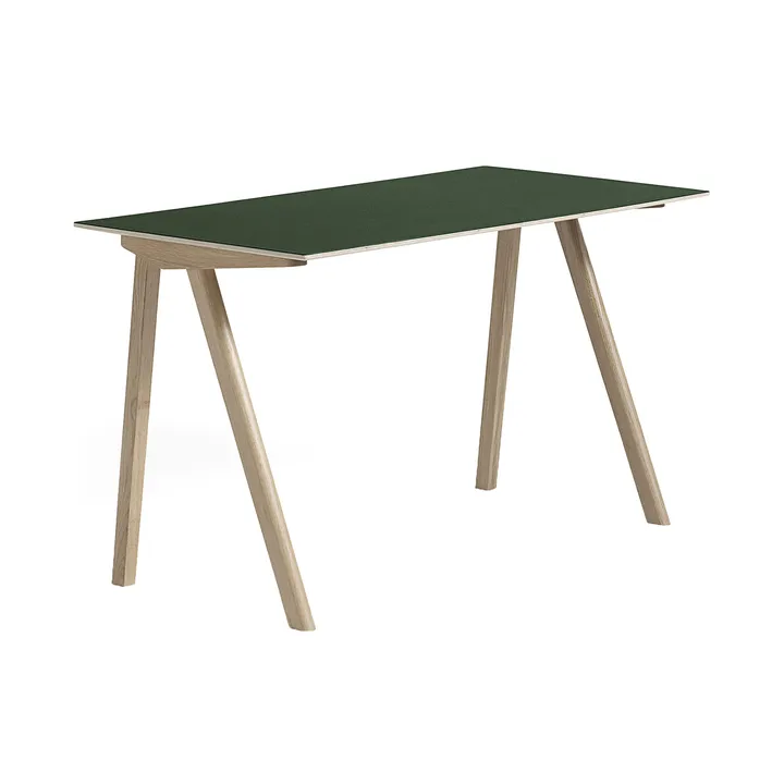 CPH90 2.0 desk 65x130 cm - Green linoleum-lacquered oak - HAY