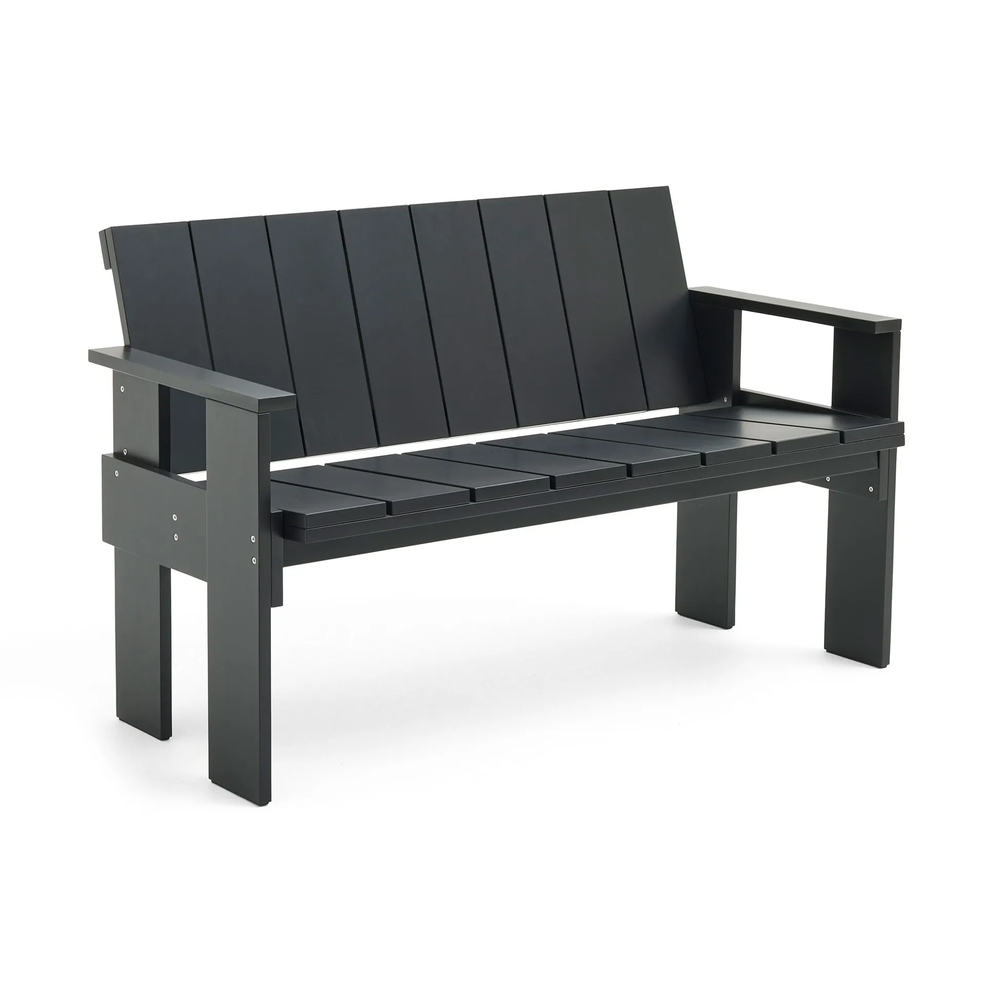 Crate Dining Bench lacquered pine, Black HAY