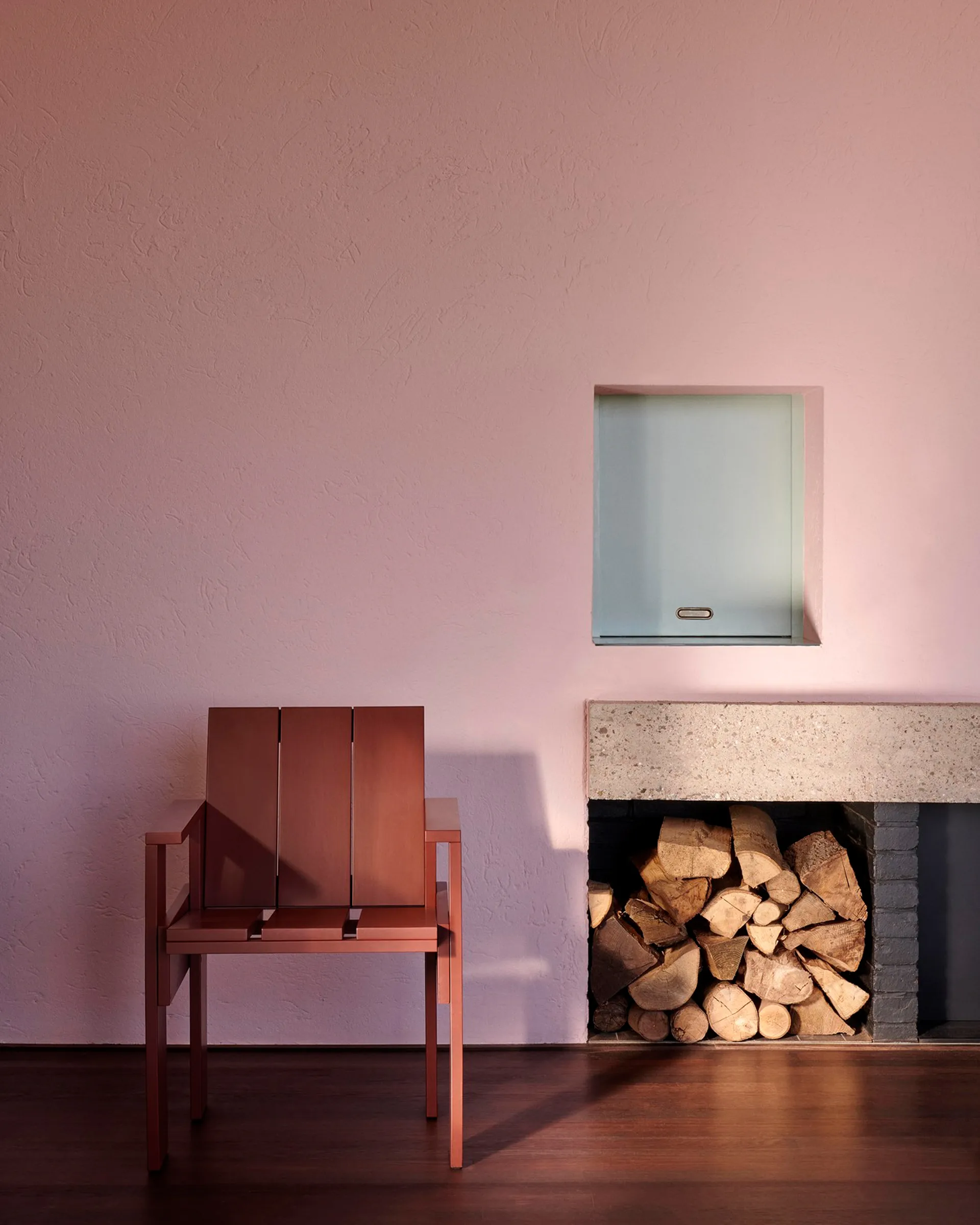 Crate Dining Chair armchair lacquered pine, Iron red HAY