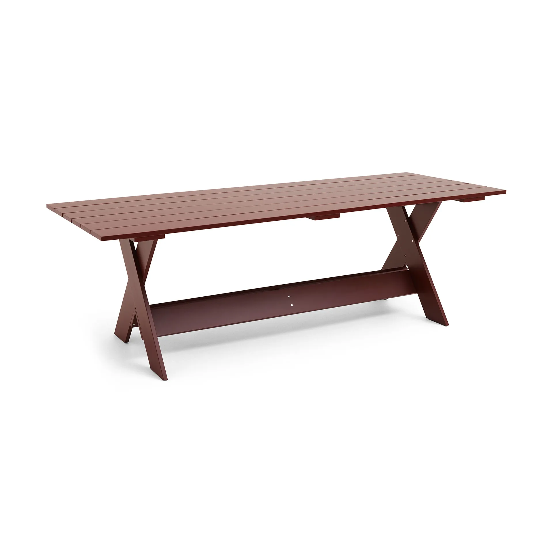 Crate Dining Table 230x89.5 cm lacquered pine, Iron red HAY