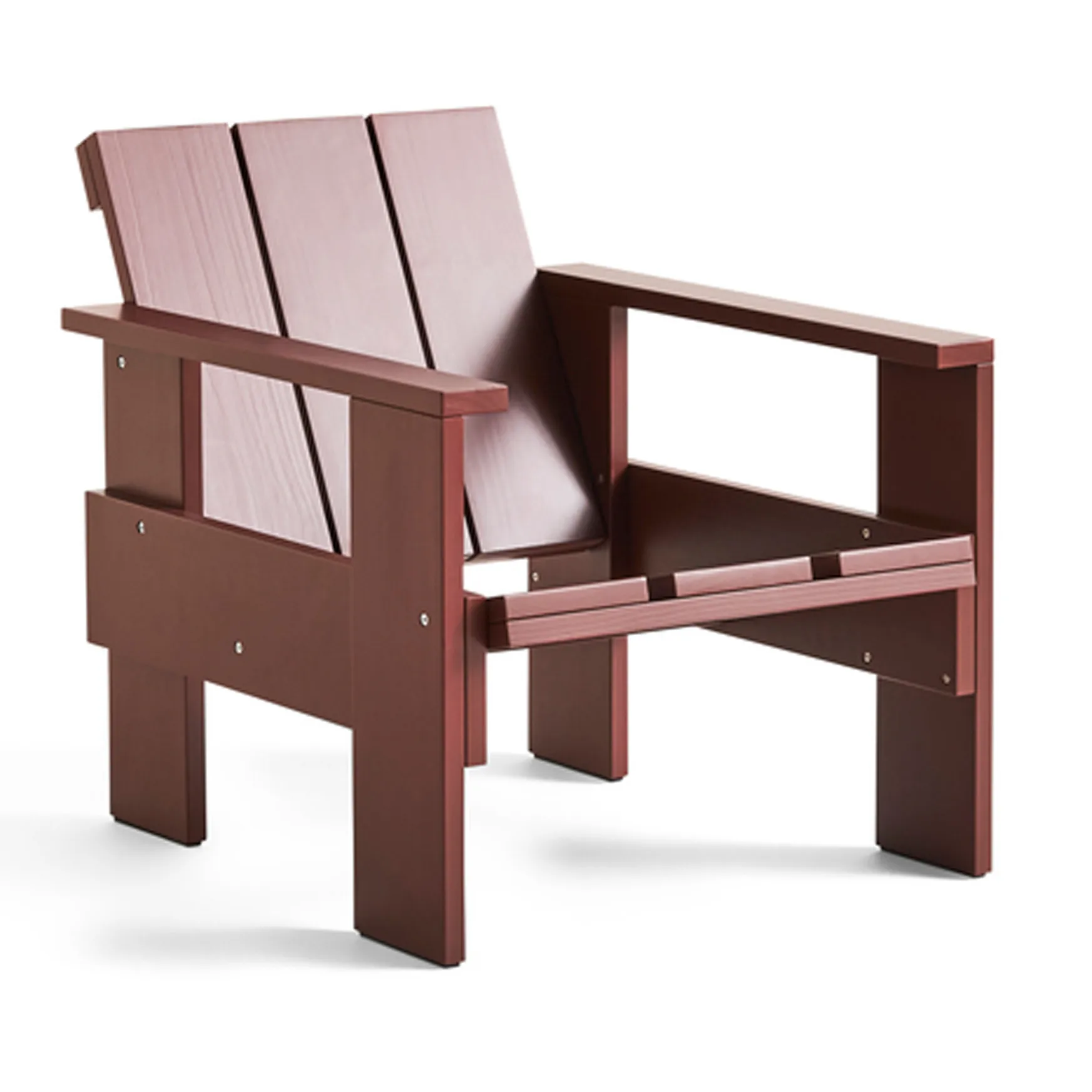 Crate lounge chair lacquered pine, Iron red HAY
