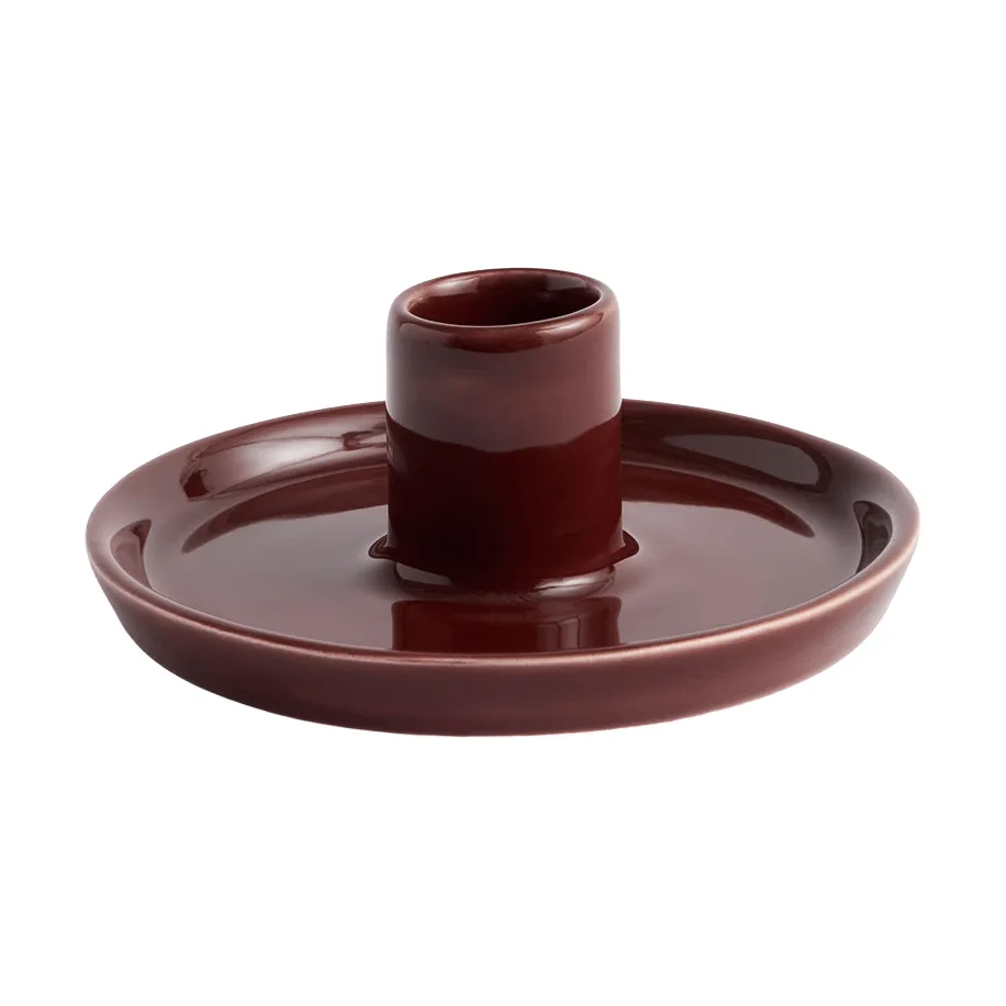 Disc candleholder, Chestnut brown, small, Ø10x4.8 cm HAY