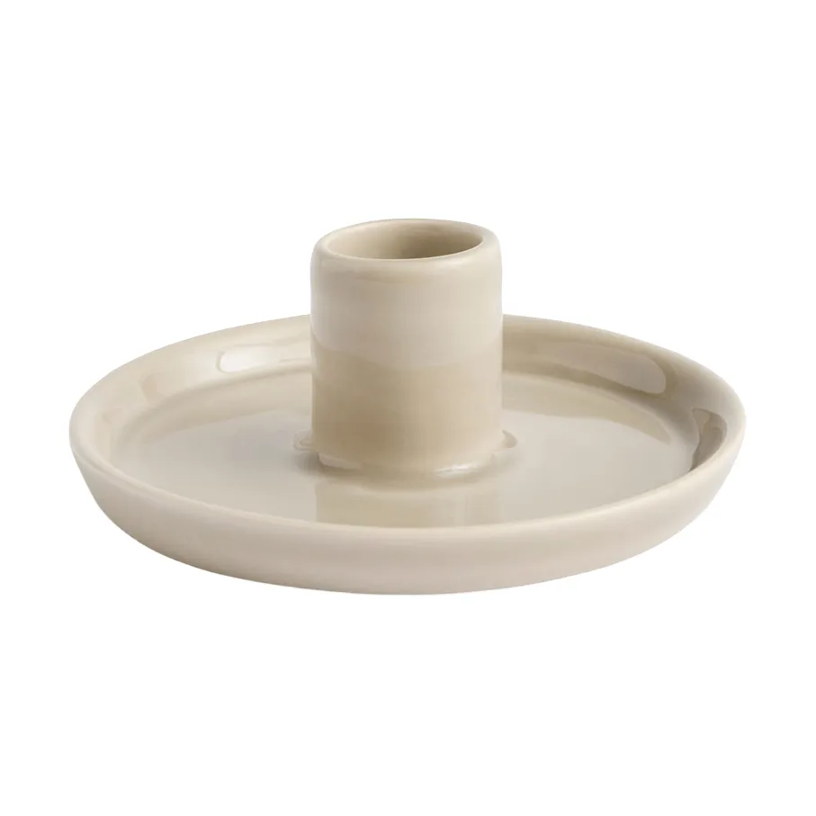 Disc candleholder, Warm grey, small, Ø10x4.8 cm HAY