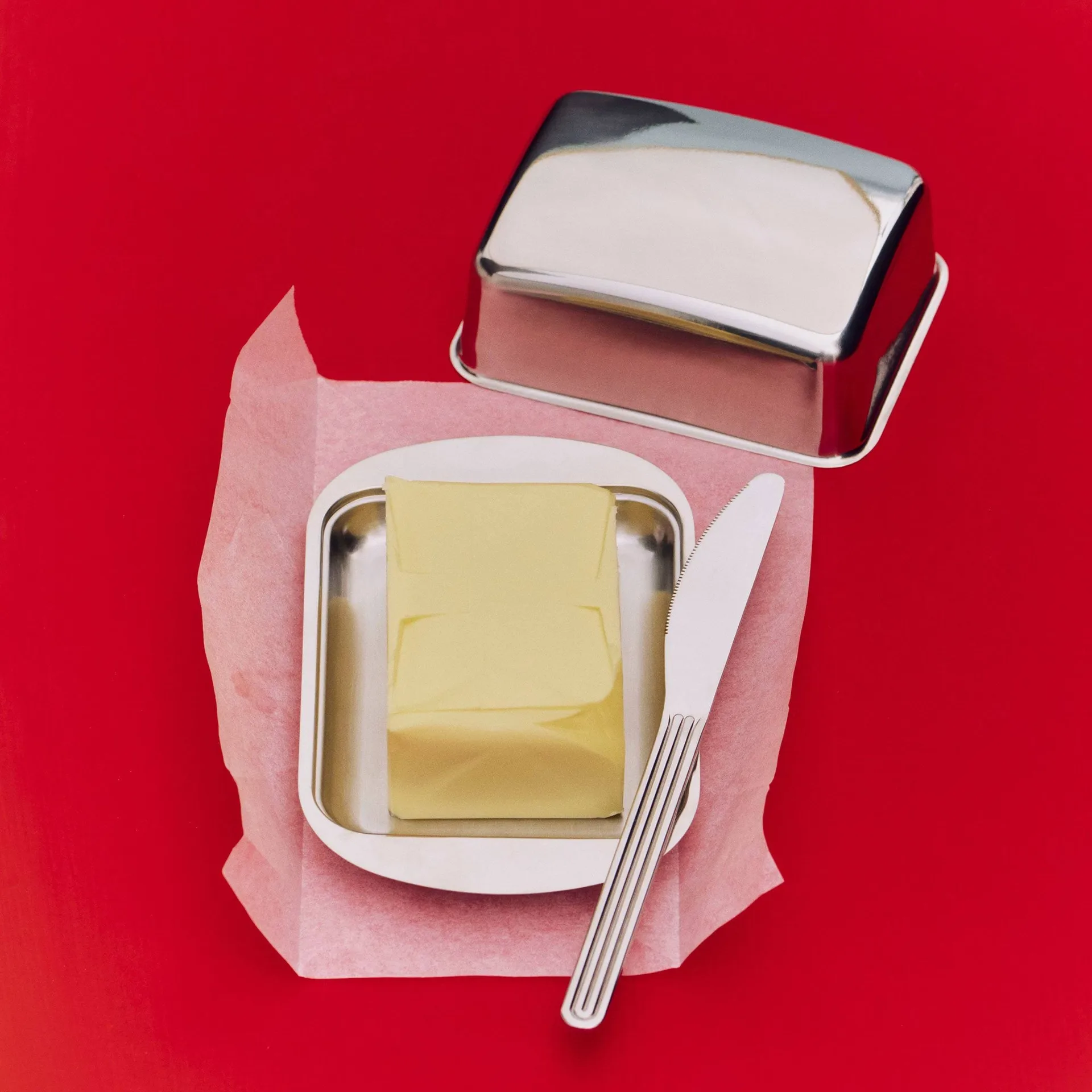 Essential Steel butter dish, Stainless steel, 10x17 cm HAY