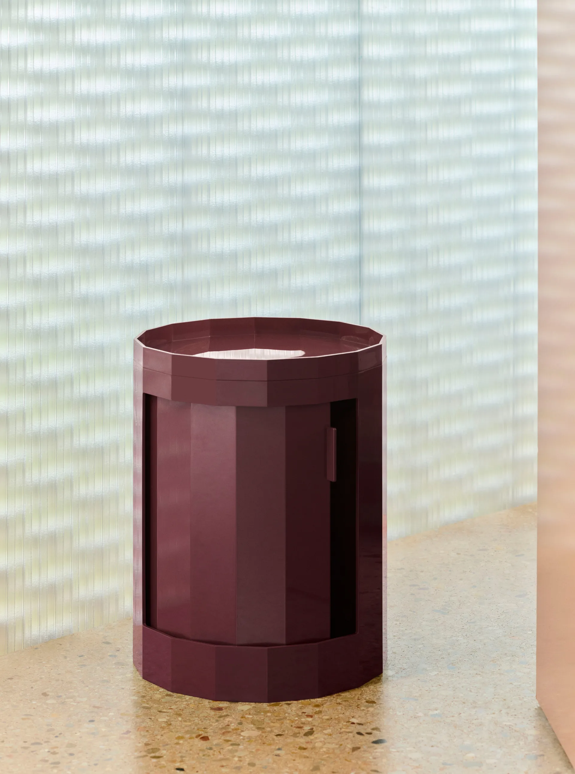 Facet Cabinet low side table feet/wheels 49 cm, Burgundy HAY