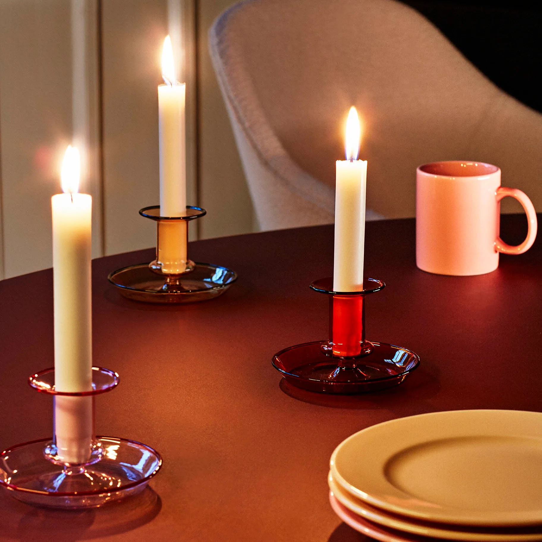 Flare candlestick, pink HAY