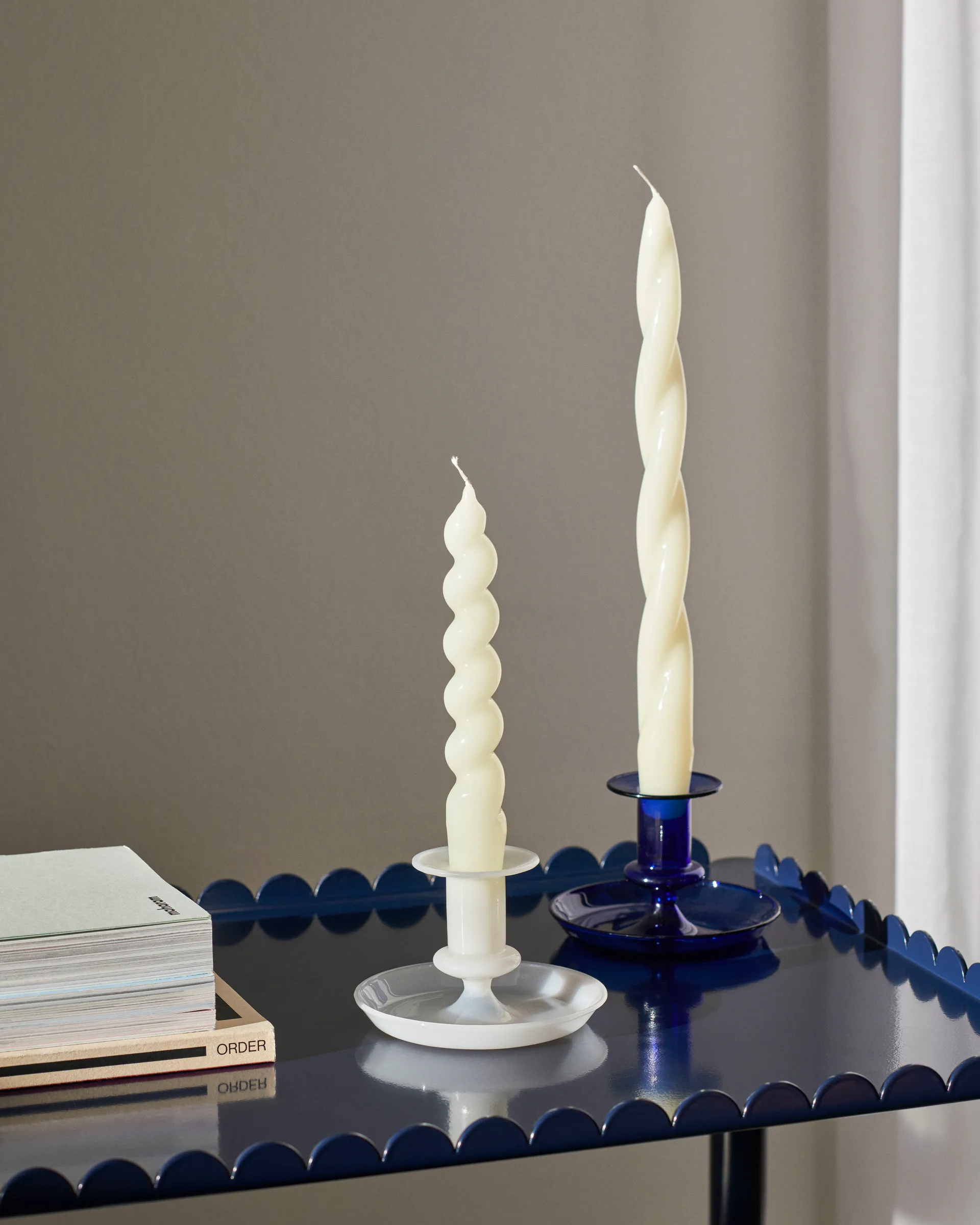 Flare candlestick, White HAY