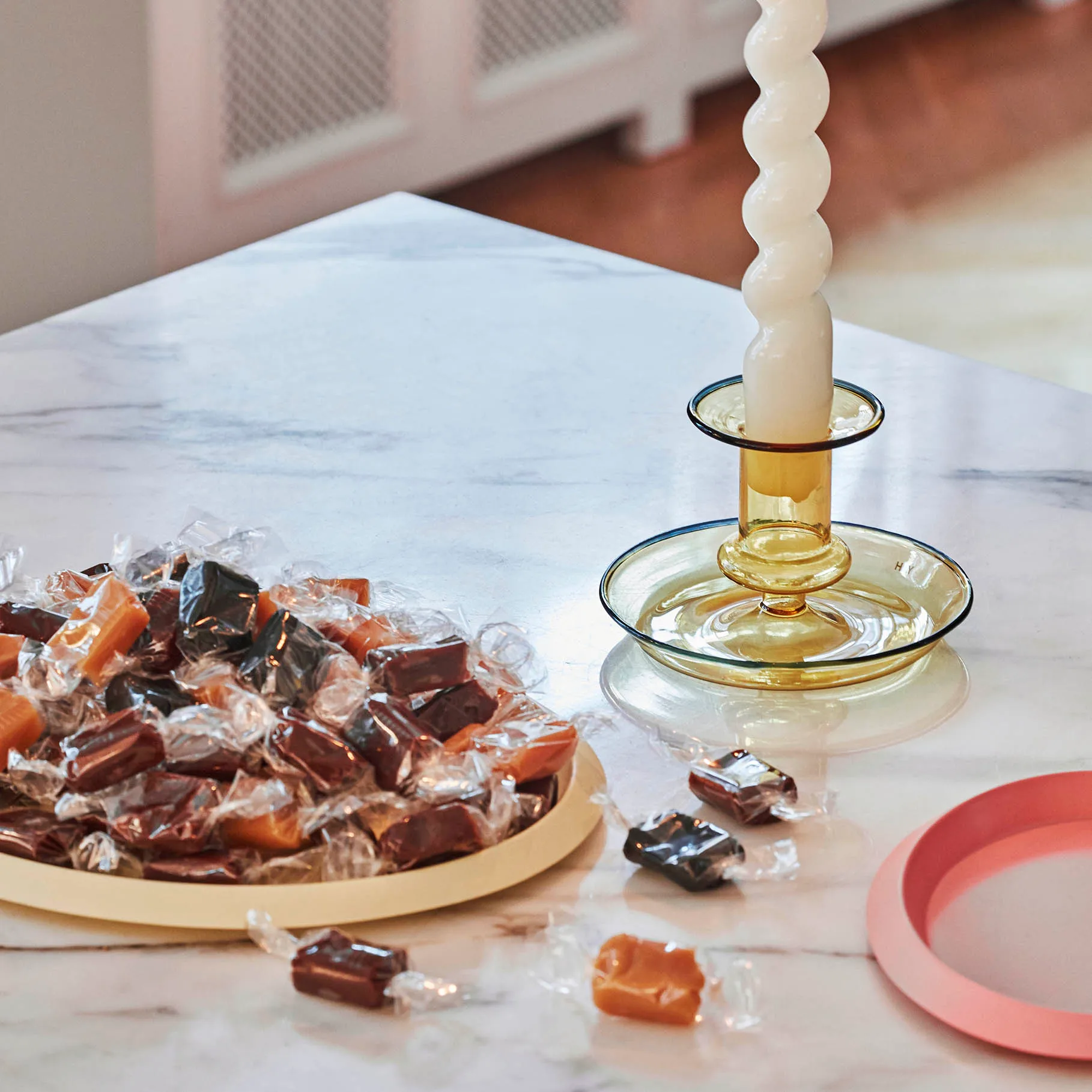 Flare candlestick, yellow HAY