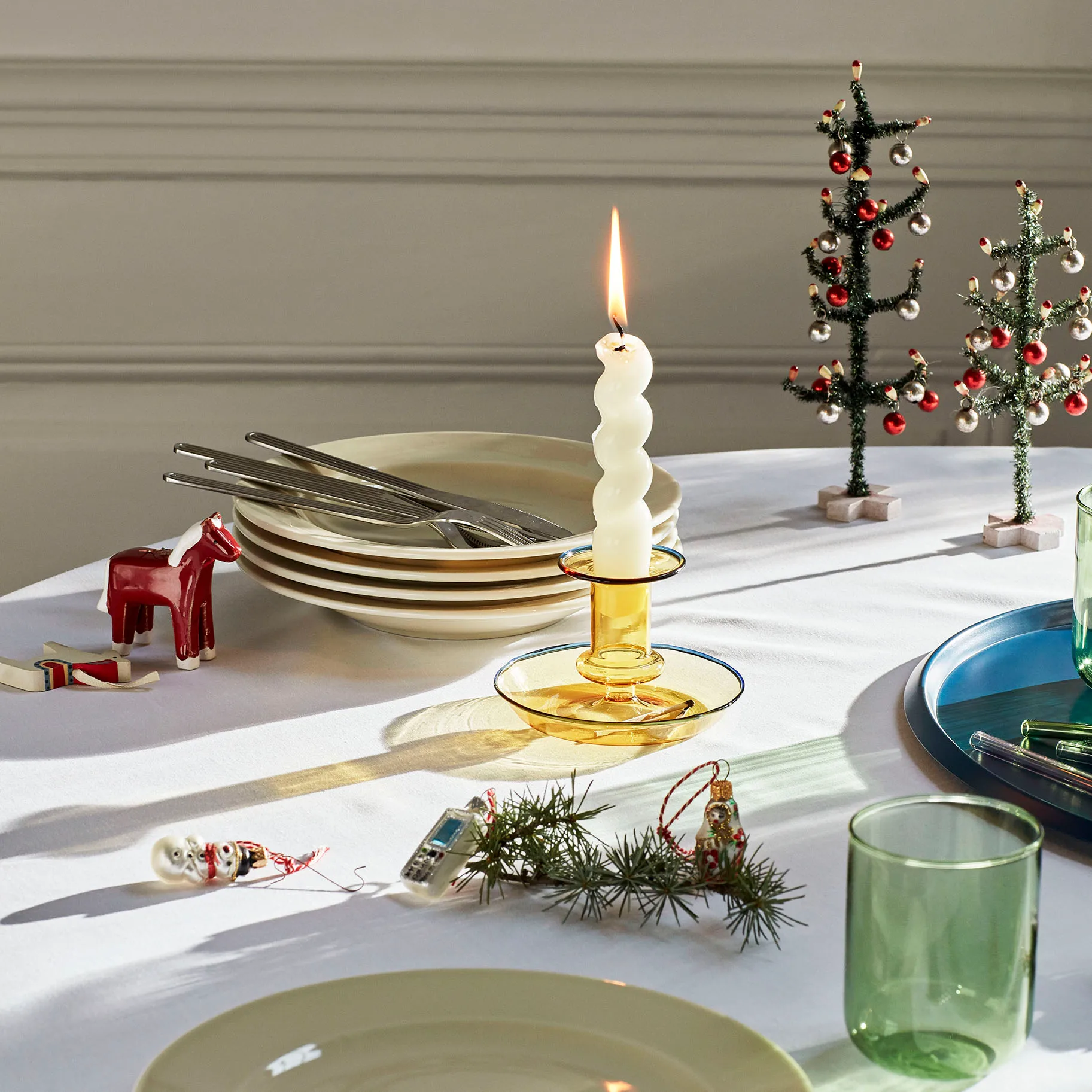 Flare candlestick, yellow HAY