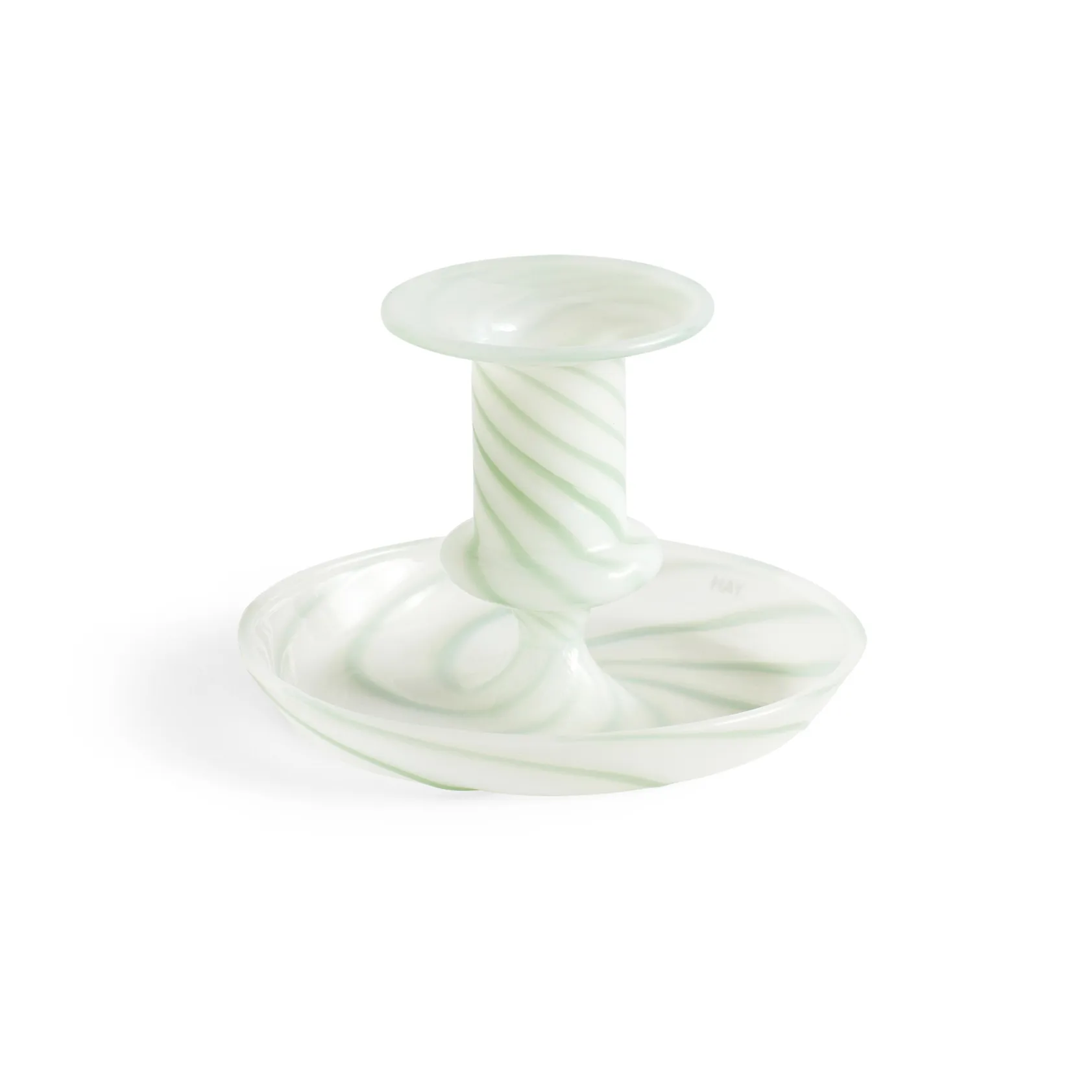 Flare Stripe candle stick, Green-white HAY
