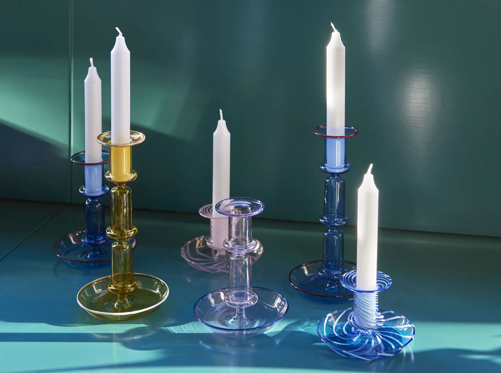 Flare Stripe candle stick, light blue HAY