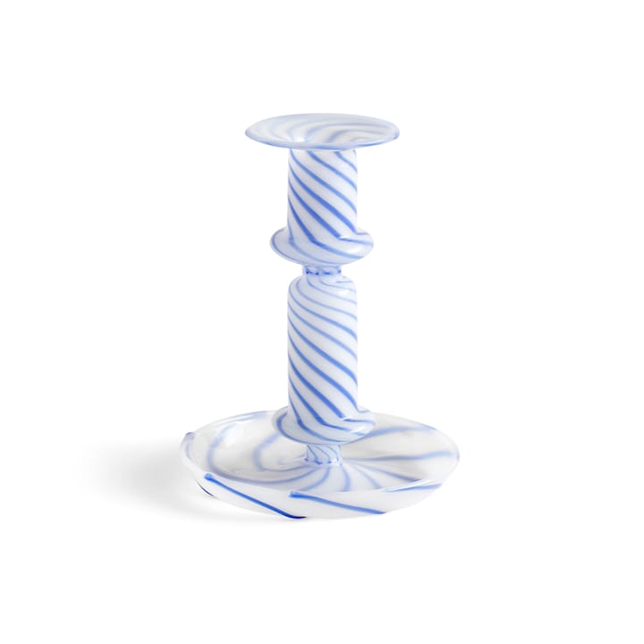 Flare Stripe medium candle sticks - Blue-white - HAY