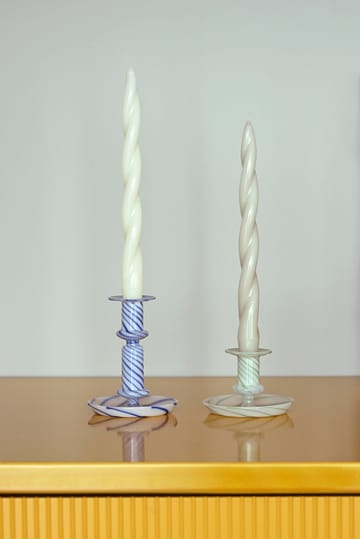 Flare Stripe medium candle sticks - Blue-white - HAY