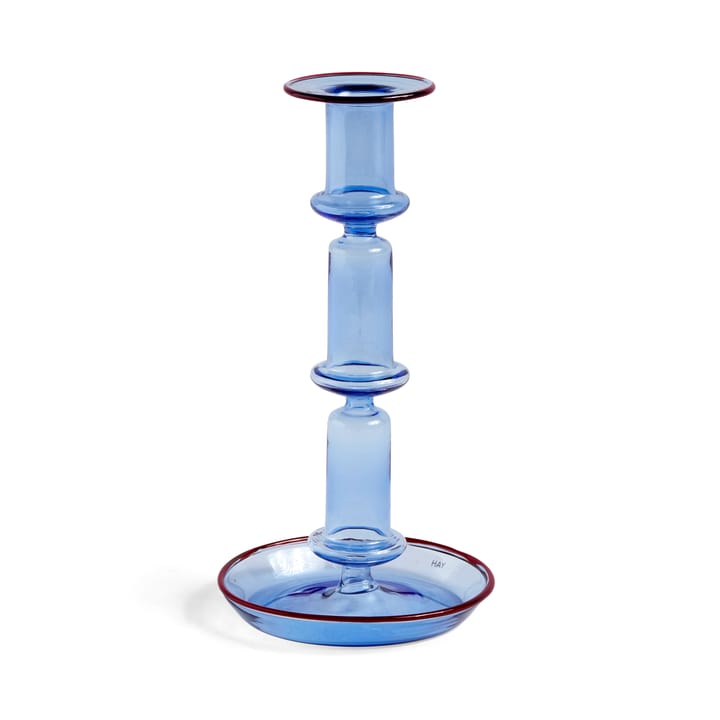 Flare tall candle sticks - light blue-red - HAY