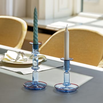 Flare tall candle sticks - light blue-red - HAY