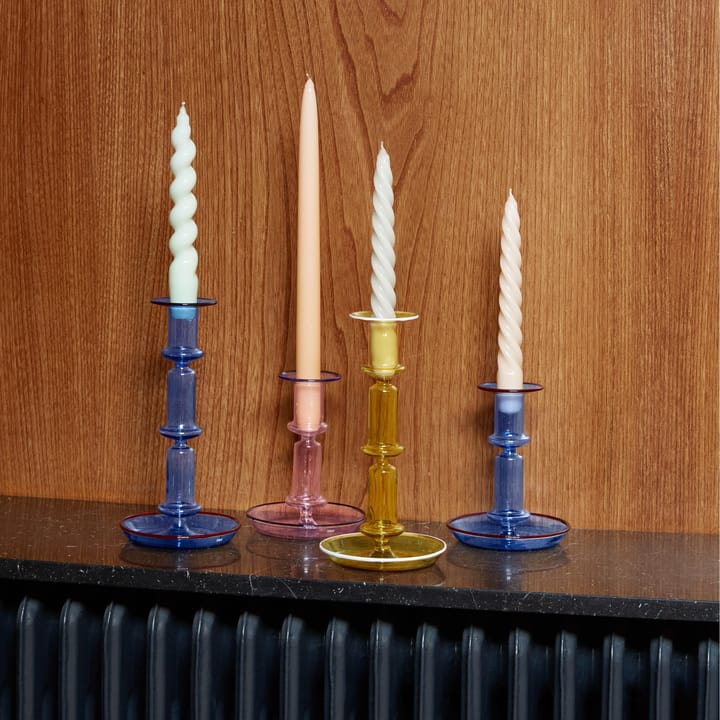 Flare tall candle sticks - light blue-red - HAY