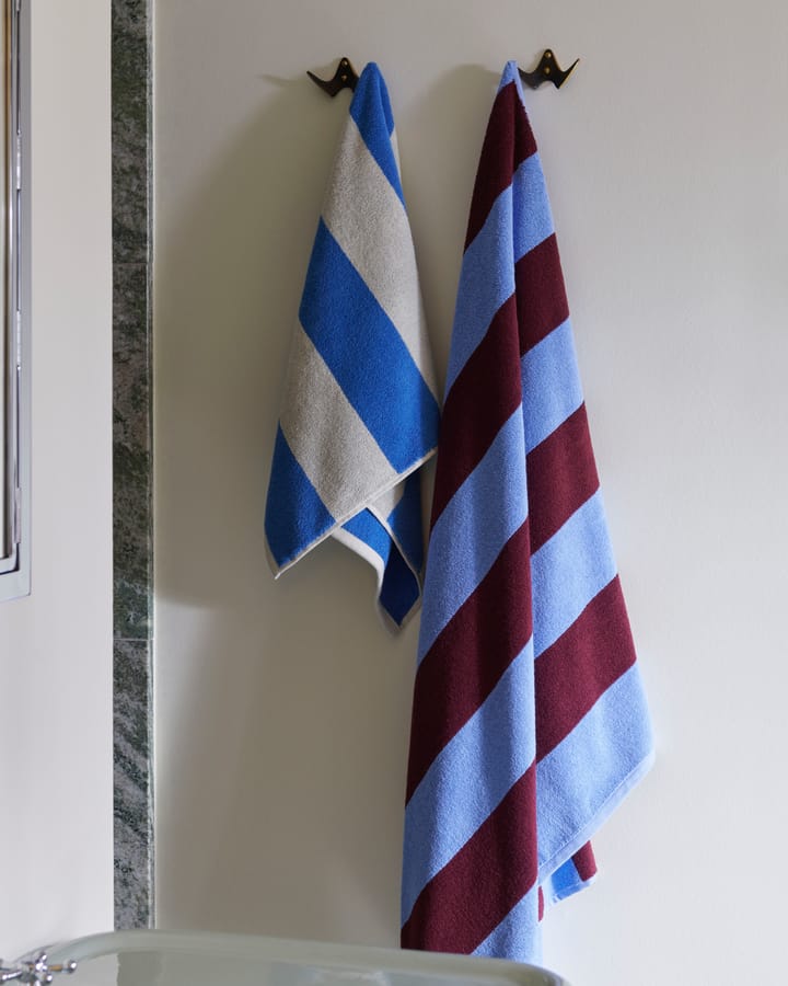 Frotté Stripe towel 50x100 cm - Bordeaux-Sky blue - HAY