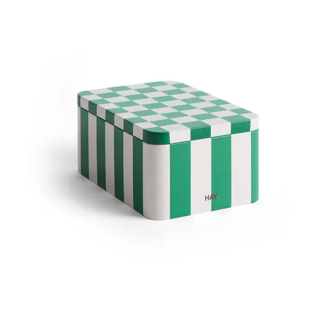 HAY Tin Container small Green-off white | Scandinavian Design | Boxes & jars | Multi