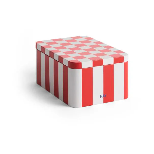 HAY Tin Container small Red-off white | Scandinavian Design | Boxes & jars | Multi
