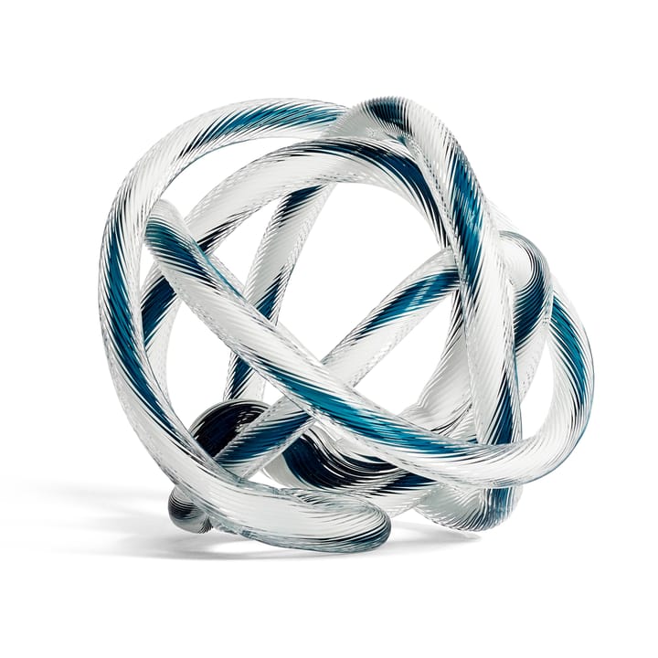 Knot No 2 L glass sculpture - teal-white - HAY