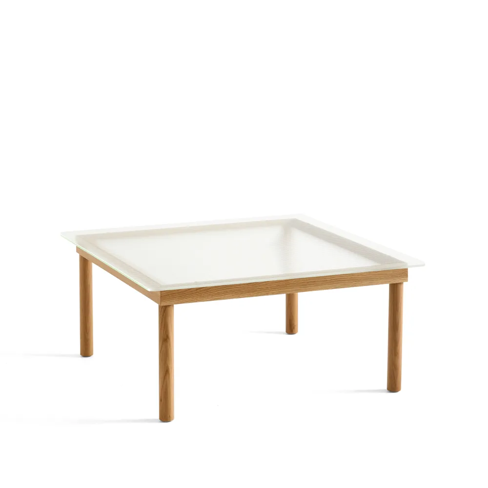 Kofi coffee table, Oak-ribbed glass, 80 cm HAY
