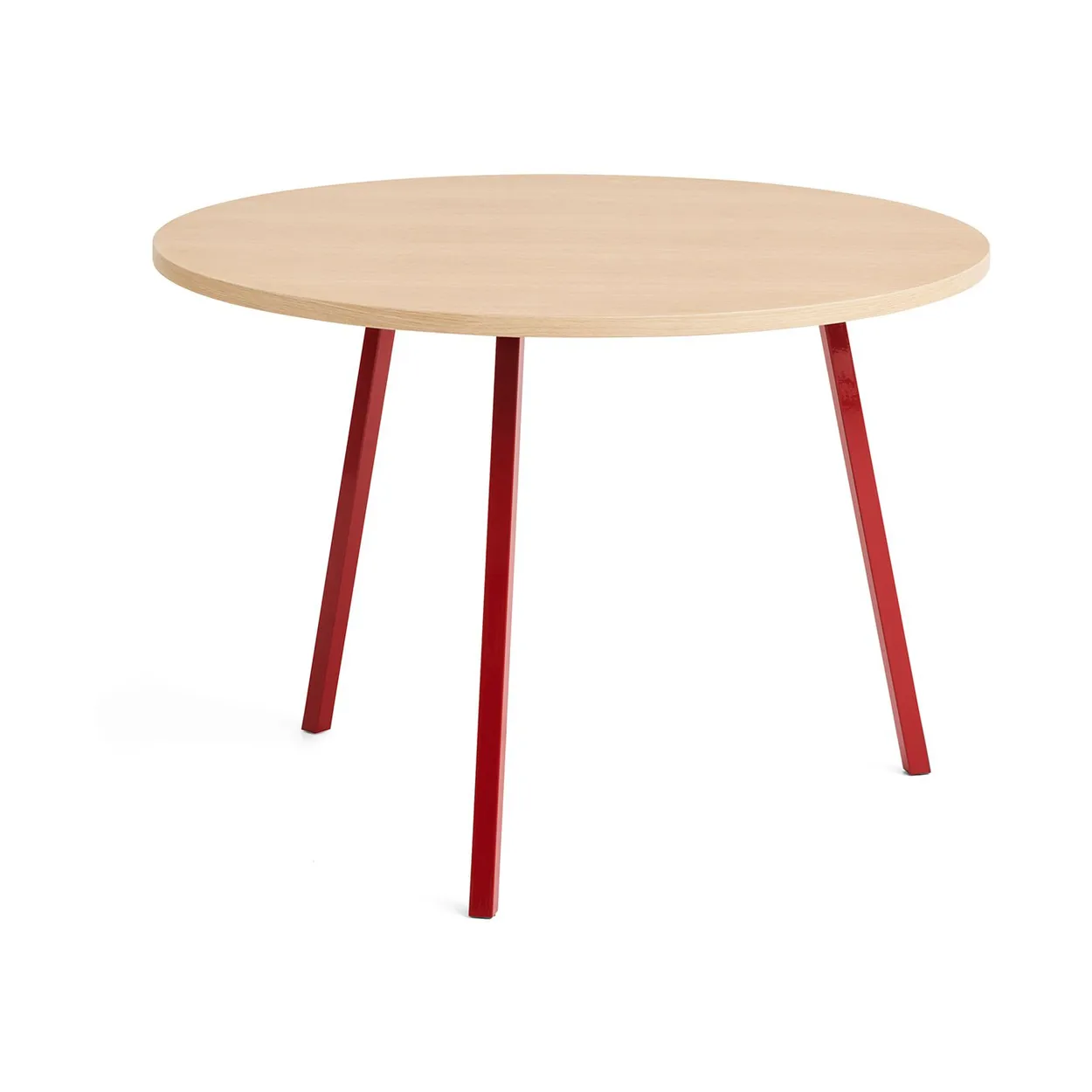 HAY Loop Stand dining table o105 cm Maroon red-clear lacq. oak