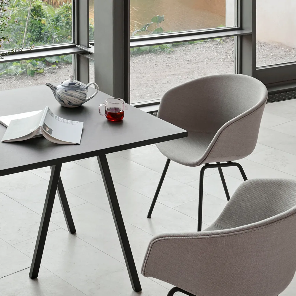 HAY Loop Stand dining table Black linoleum-black, 160 cm