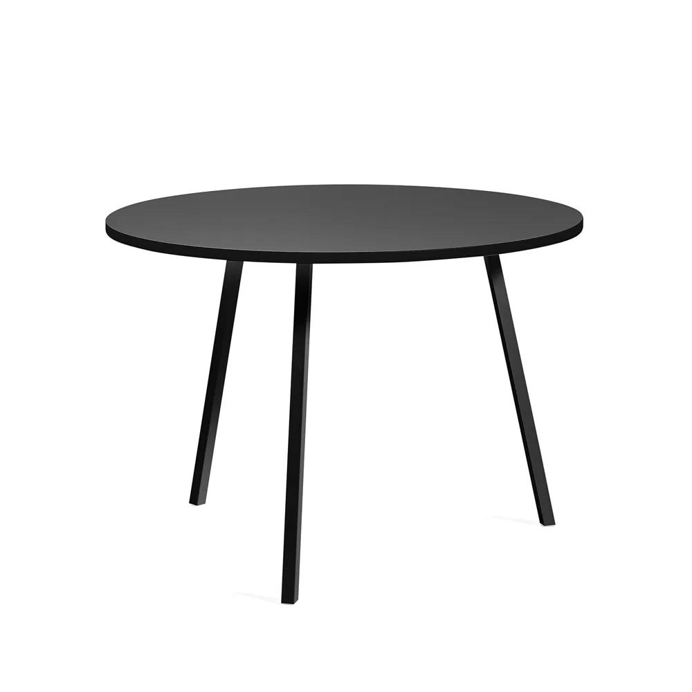 Loop Stand dining table round, Black linoleum-black, Ø105 cm HAY