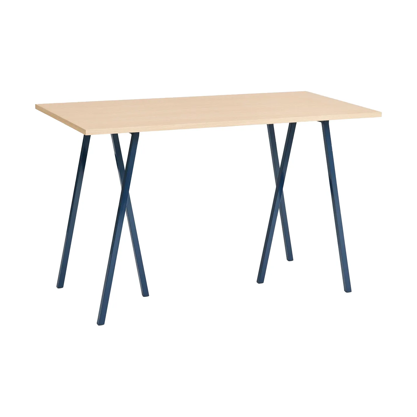 Loop Stand incl. support bar table 77,5x160 cm, Deep blue-clear lacq. oak HAY