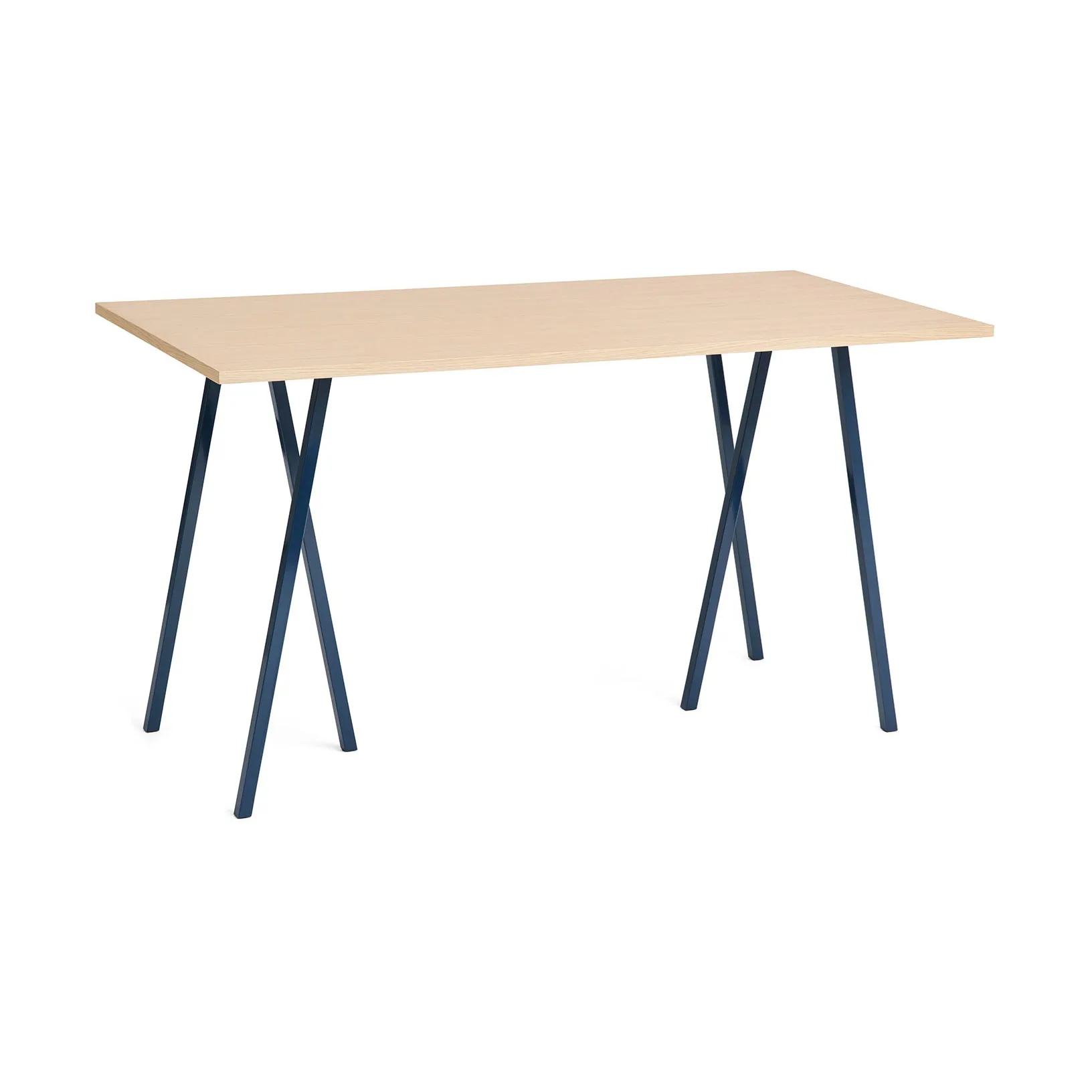 Loop Stand incl. support bar table 87,5x180 cm, Deep blue-clear lacq. oak HAY