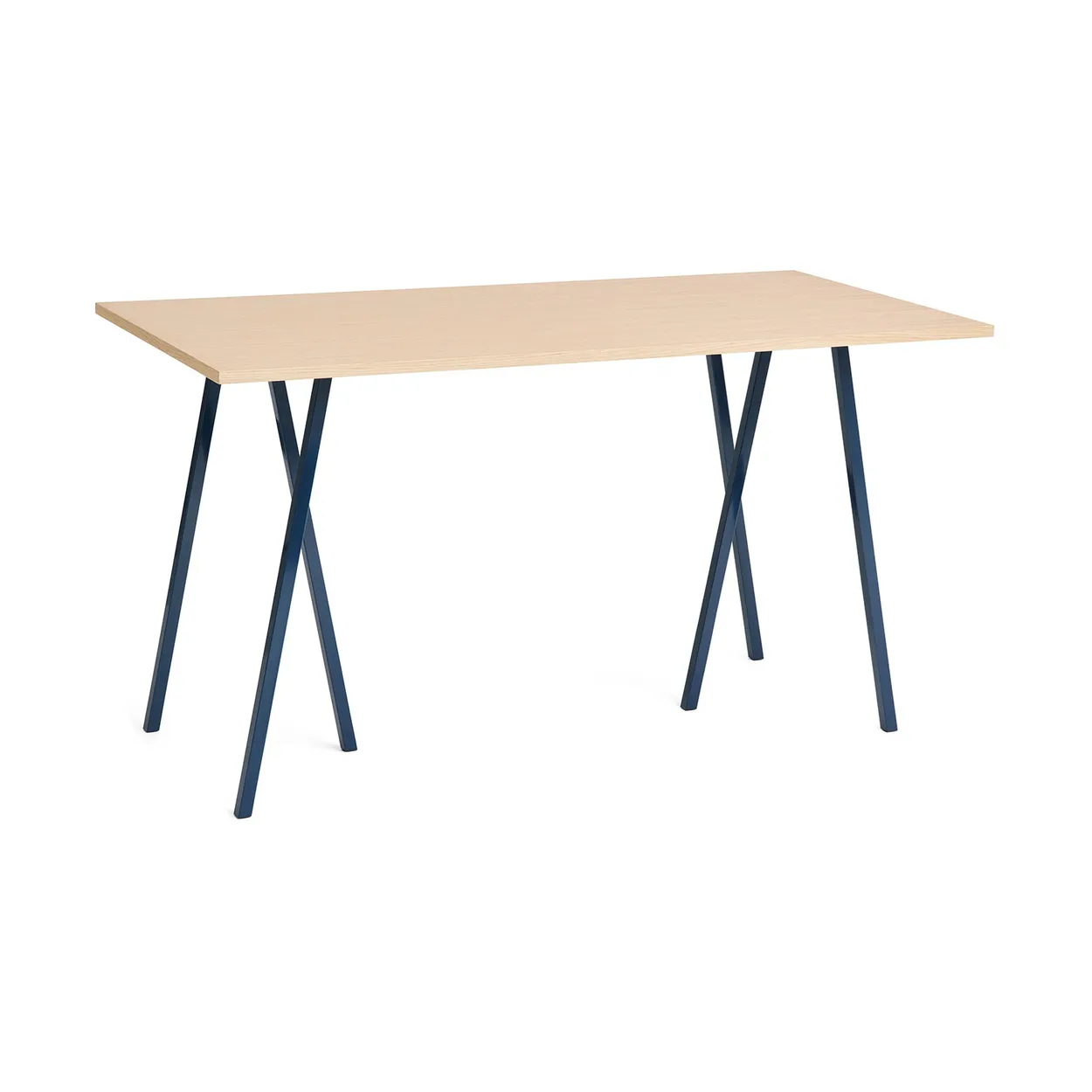 HAY Loop Stand incl. support bar table 87,5x180 cm Deep blue-clear lacq. oak