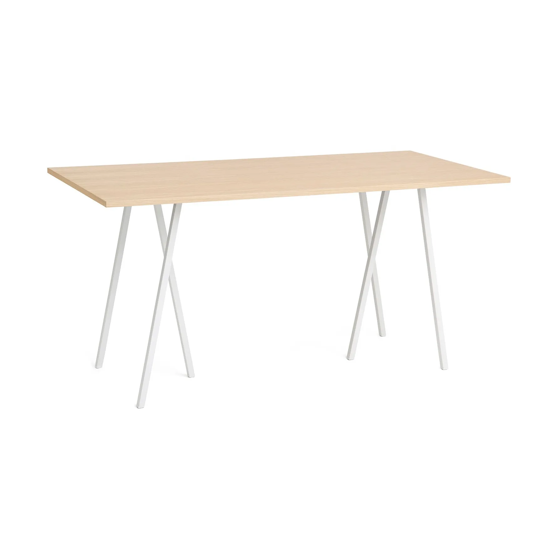 Loop Stand incl. support bar table 92,5x200 cm, White-clear lacq. oak HAY