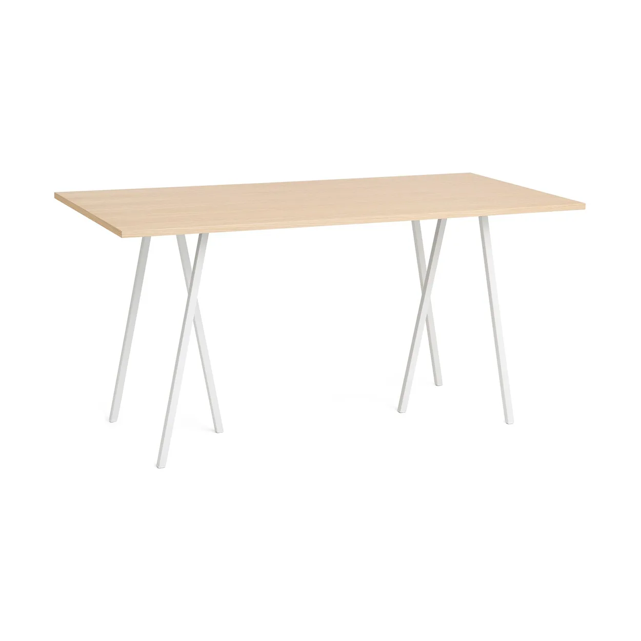 HAY Loop Stand incl. support bar table 92,5x200 cm White-clear lacq. oak