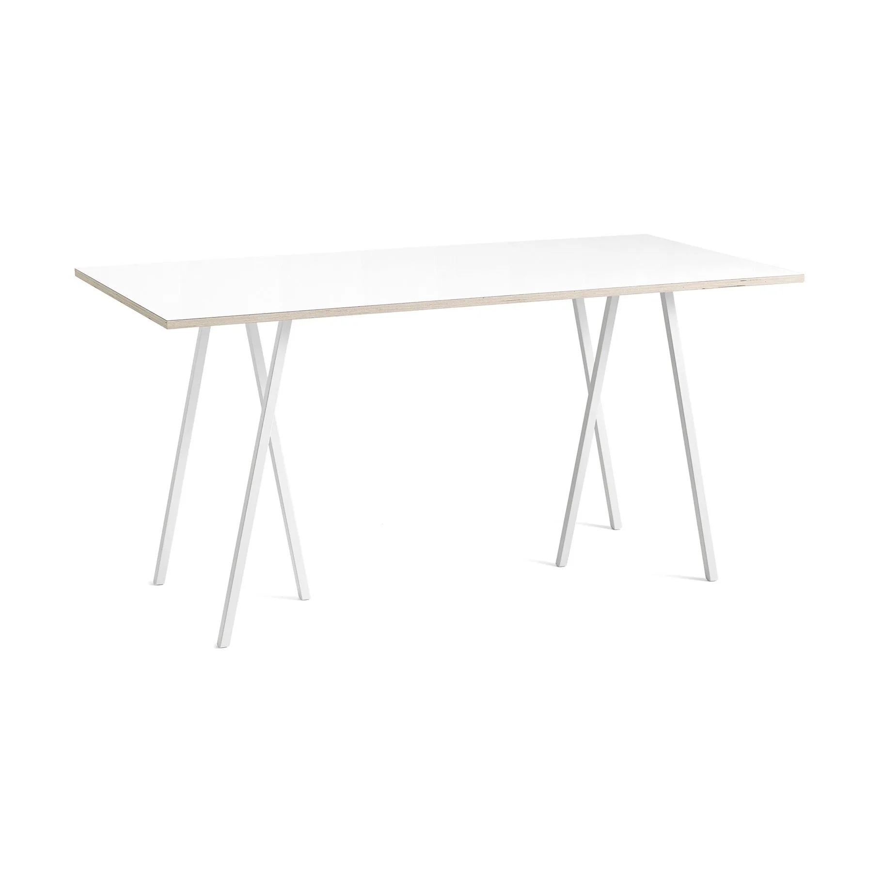 Loop Stand incl. support bar table 92,5x200 cm, White-white laminate-plywood HAY