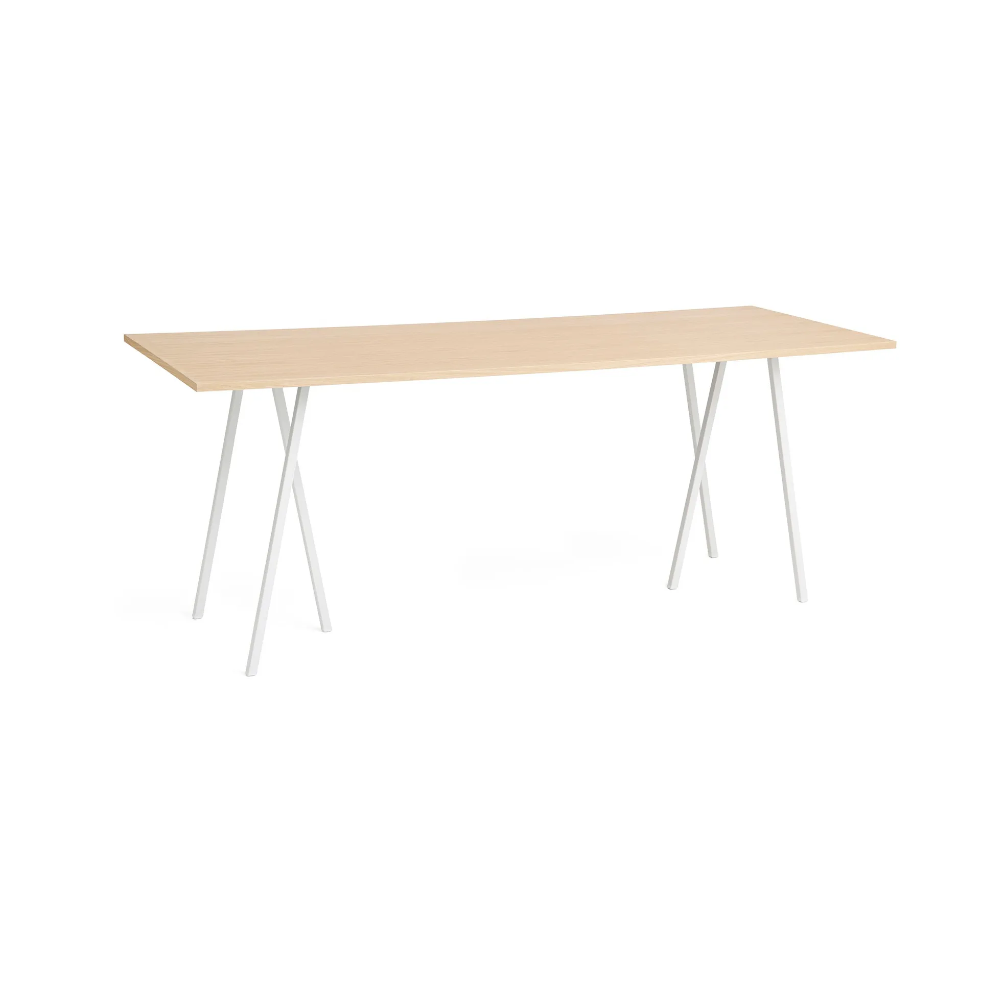 Loop Stand incl. support bar table 92,5x250 cm, White-clear lacq. oak HAY