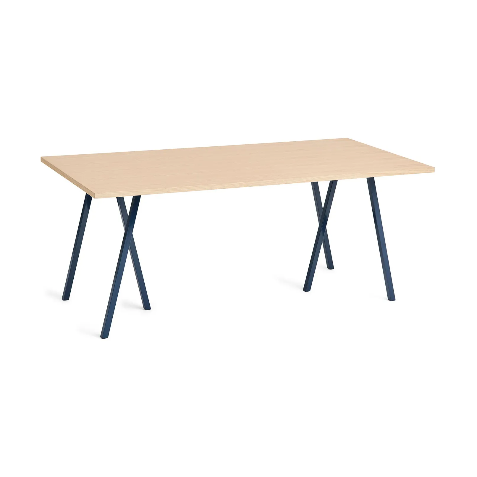 Loop Stand incl. support dining table 87,5x180 cm, Deep blue-clear lacq. oak HAY